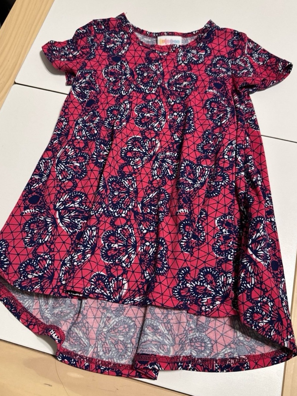 Lularoe Pink Navy Butterfly Dress 2